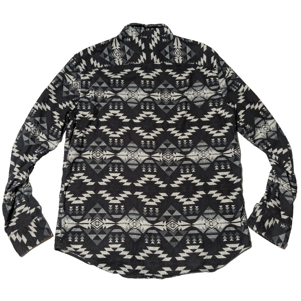 AMERICAN EAGLE CLASSIC FIT Men Medium Black Aztec Southwestern Flannel Shirt - Picture 2 of 16